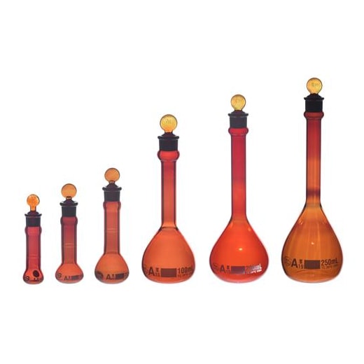 Balão Volumétrico Âmbar Rolha de Vidro 500ml