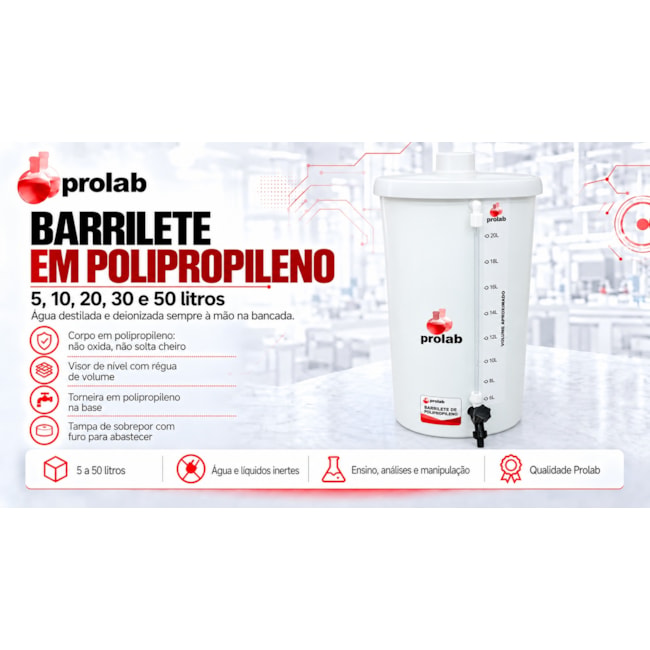 Barrilete em Polipropileno 20 L Prolab-713f8065-8593-4097-a417-55f4756f1e49