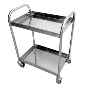 Carrinho em Aço Inox Com Bandejas Duas bandejas 60x40x85cm