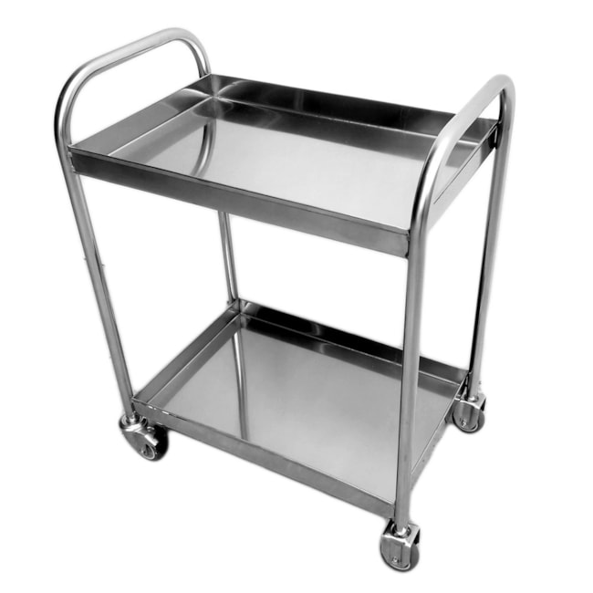 Carrinho em Aço Inox Com Bandejas Duas bandejas 60x40x85cm-dcd6c276-84cb-41e6-9355-d6b6044be907