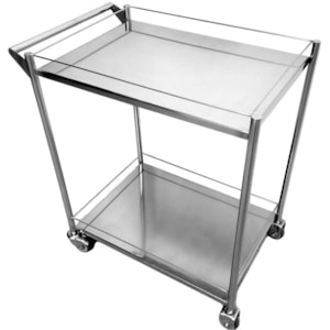 Carrinho em Aço Inox Com Varanda Duas Prateleiras 70x50x85cm