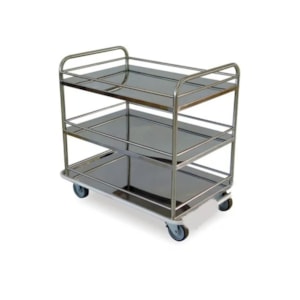Carrinho em Aço Inox Com Varanda Três Prateleiras 70x50x90cm