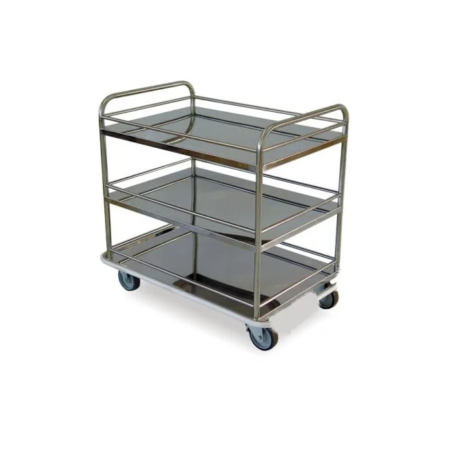 Carrinho em Aço Inox Com Varanda Três Prateleiras 70x50x90cm-a449df0a-47e0-4b62-9d57-72096ce41502