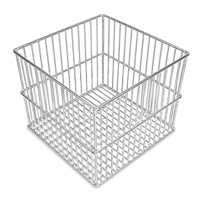 Cesto De Arame em Aço Inox Quadrado 24x24x24cm-7acd790d-aa0d-4a23-b10e-8b449e28b365