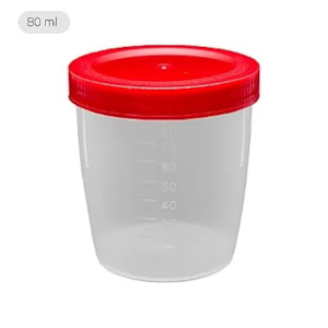 Coletor Universal 80 mL Estéril Embalagem Individual Pacote com 100 Unidades
