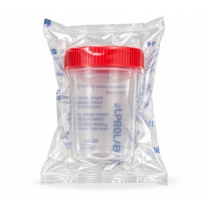 Coletor Universal 80 mL Estéril Embalagem Individual Pacote com 100 Unidades