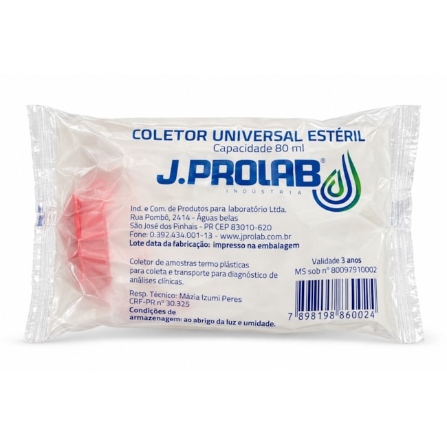 Coletor Universal 80 mL Estéril Embalagem Individual Pacote com 100 Unidades-7f9d96c5-12db-4f60-b4e3-fbc01b6c307e