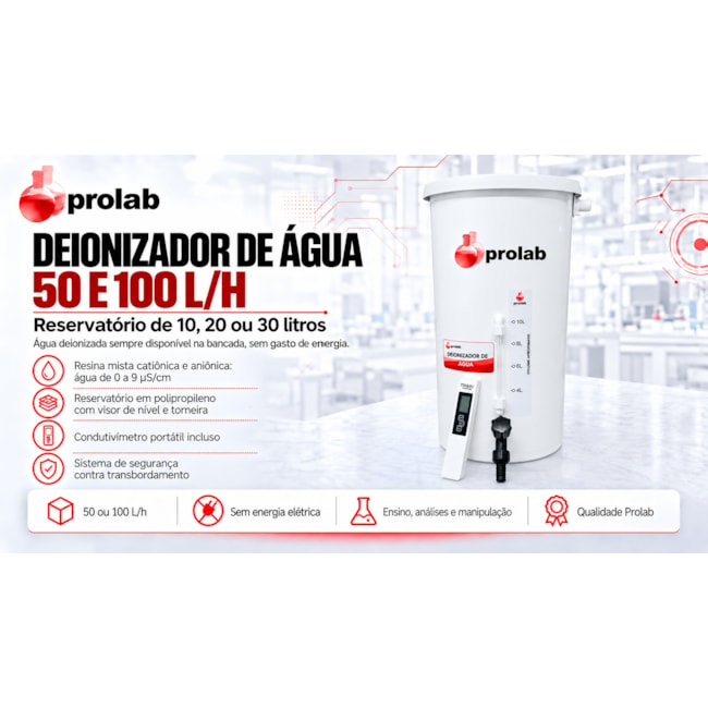 Deionizador de Água 50 L/h com Reservatório de 20 L Prolab-4d0e3354-6b03-4faa-a1f0-b7d1118e2789