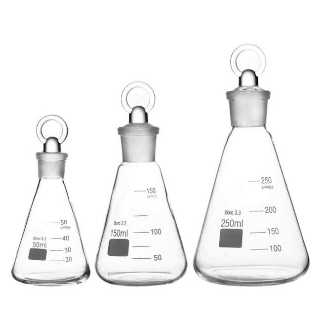 Erlenmeyer Com Rolha de Vidro 1000ml-354d741f-dde5-4909-baa1-520211a4b5bb
