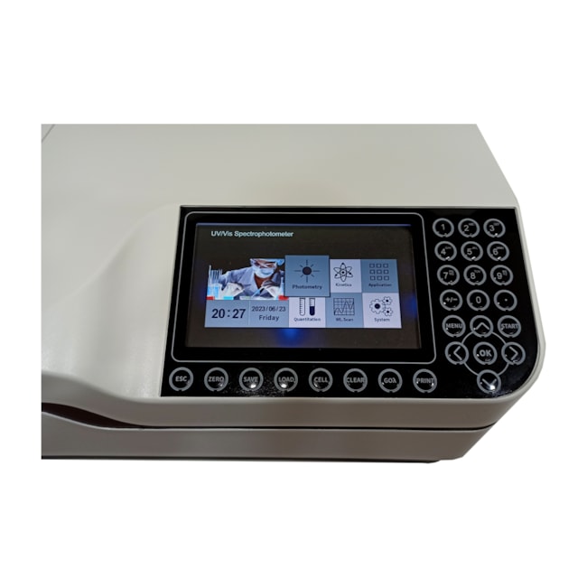 Espectrofotômetro com Faixa de 190 a 1100nm UV-VIS Duplo Feixe e Largura de Banda de 2nm-fc038302-e025-4958-a6a5-1a38f15dc371