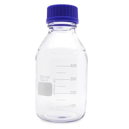 Frasco Reagente Graduado Tampa Azul 500ml