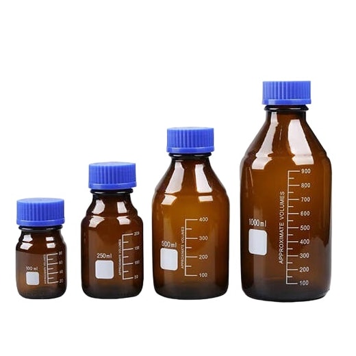 Frasco Reagente Graduado Tampa Azul Âmbar 250ml