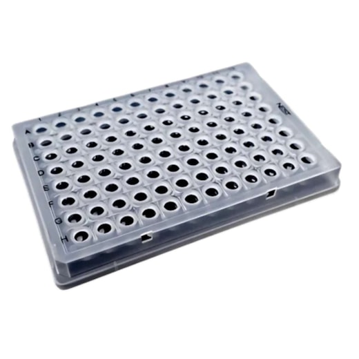 Microplaca de PCR 96 Poços 0,1ml Com Borda Incolor Corte H1 Pacote com 25un
