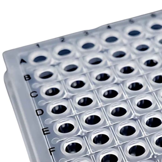Microplaca de PCR 96 Poços 0,1ml Com Borda Incolor Corte H1 Pacote com 25un