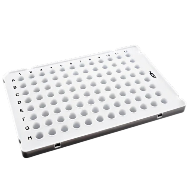 Microplaca de PCR 96 Poços 0,1ml Meia Borda Branca Corte H12 Pacote com ...