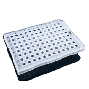 Microplaca de PCR 96 Poços 0,2ml Meia Borda Incolor Corte A12 Pacote com 25un