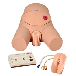 Simulador de Cateterismo Vesical Bissexual, com Dispositivo de Controle e Cuidados com Colostomia