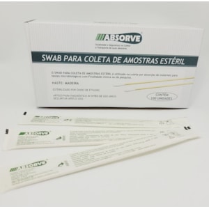 Swab Estéril Haste Madeira com 100 un.