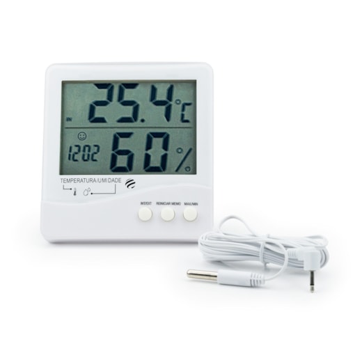 Termo-Higrometro Digital Interno/Externo com Max/Min e Relogio - Incoterm 7663.02