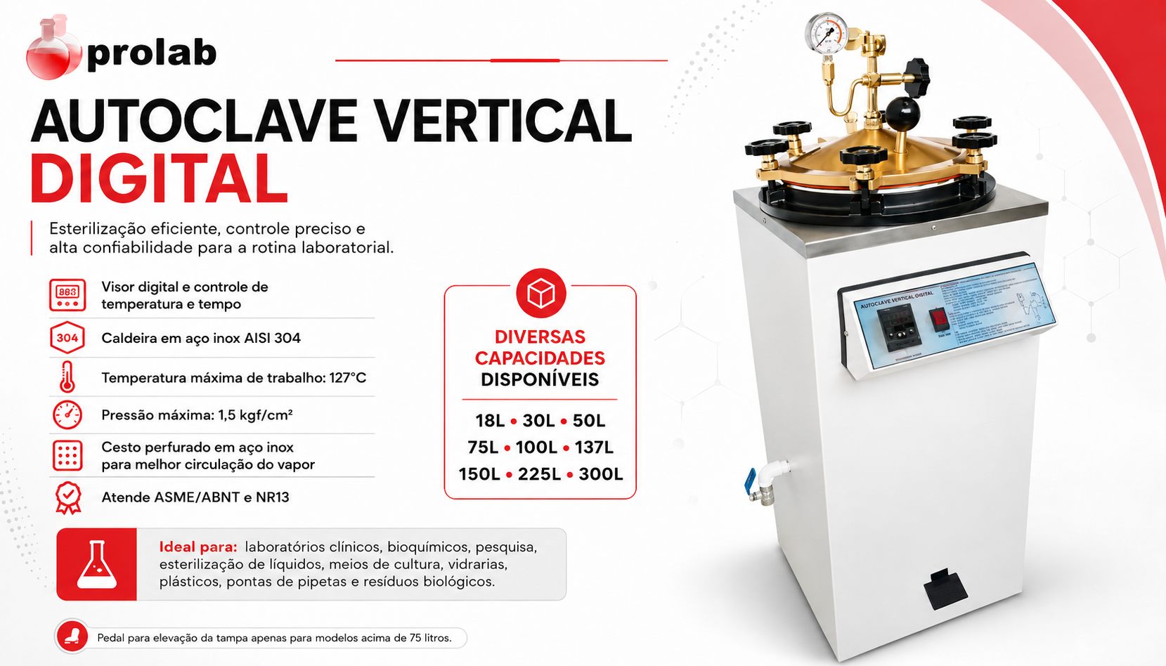 Autoclave Vertical Digital 300 Litros — Prolab