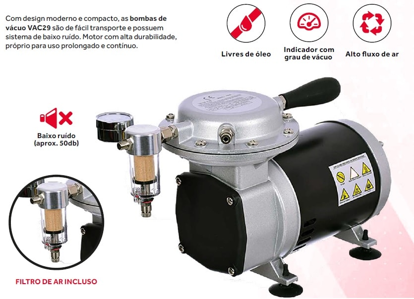 FOLDER Bomba de Vácuo Tipo Membrana Isenta de Óleo Vácuo Final 600 mmhg