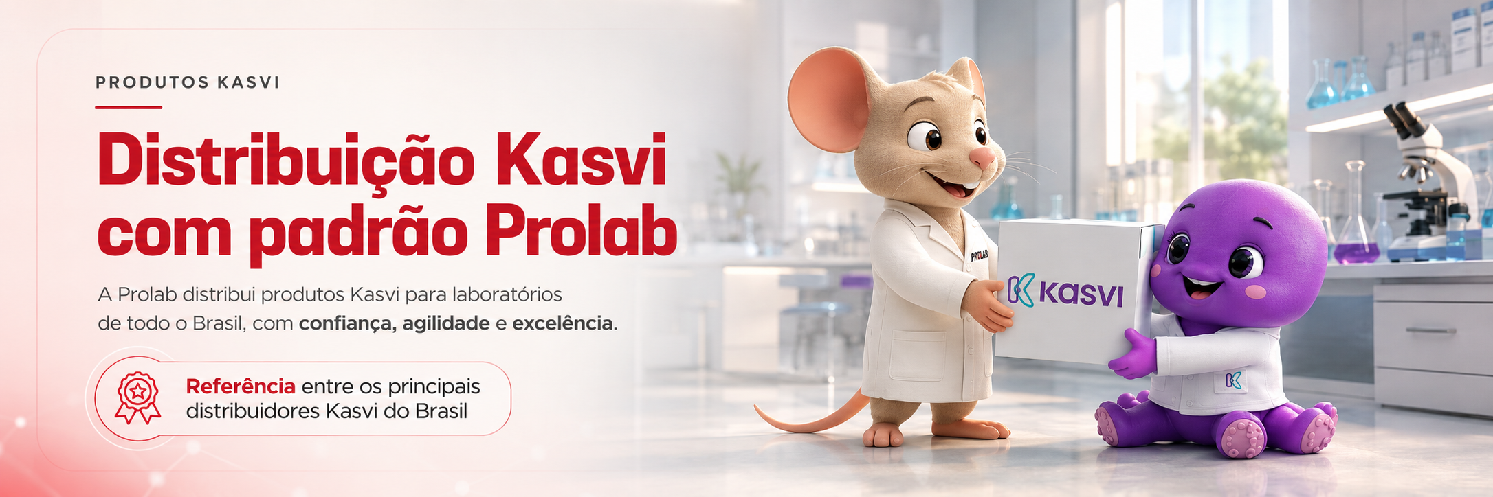 Kasvi na Prolab — distribuidor oficial com a linha completa: micropipetas, meios de cultura, centrífugas e microscópios para laboratório