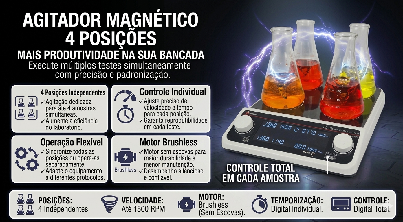 Agitador Magnético Multiposições PRO-4P Prolab