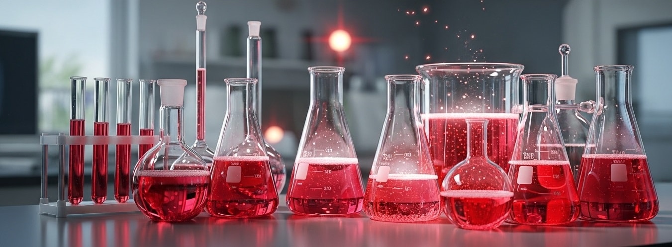 Vidrarias de laboratório: becker, erlenmeyer, balão volumétrico e proveta